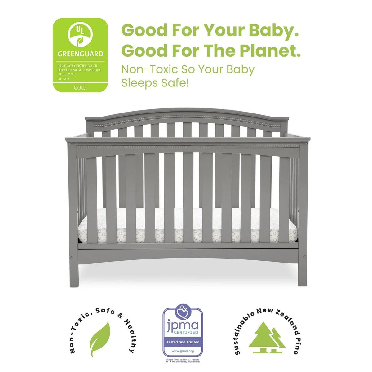 2026 NewDelta Children Waverly 6-in-1 Convertible Baby Crib. Grey