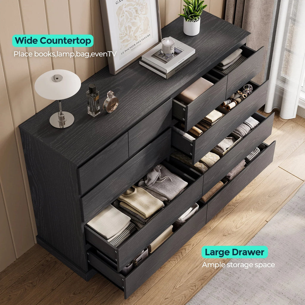 2026 NewLinsy Home Modern Wood Dressers for Bedroom, Wide Chest of 9 Drawers, White