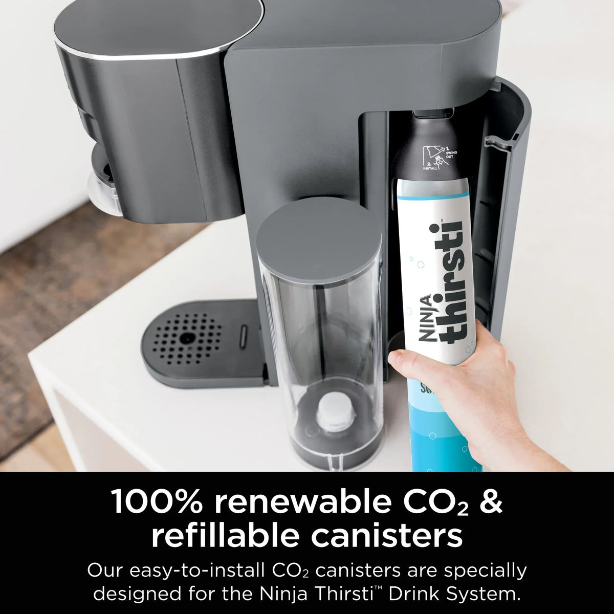 2026 NewNinja Thirsti Drink Maker, Still, Sparkling Custom Drink Kit, with CO2 Canister, Flavors, and 48 oz Reservoir