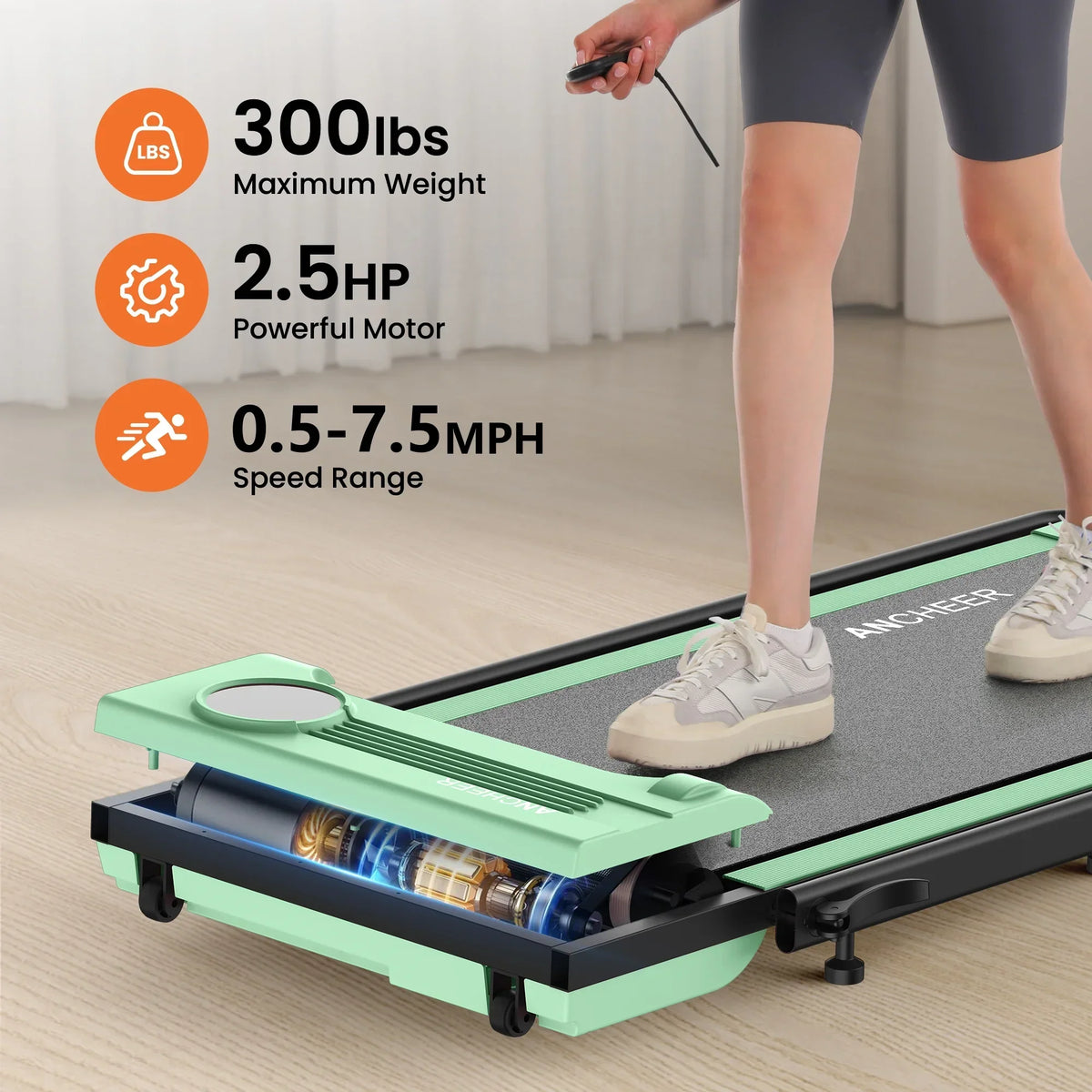 2026 NewANCHEER Portable Folding Walking Pad 300lb, 7.5 MPH Under Desk Treadmill with Remote Control & LED Display,2 in 1 Walking Pad Treadmill for Home/Office/Exercise(Pink)