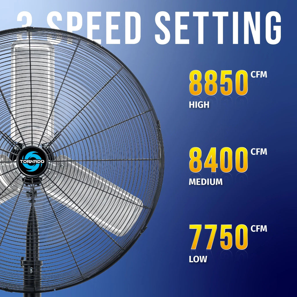 2026 NewTornado - 20 Inch High Velocity Metal Oscillating Pedestal Fan - Commercial, Industrial Use Water-Resistant