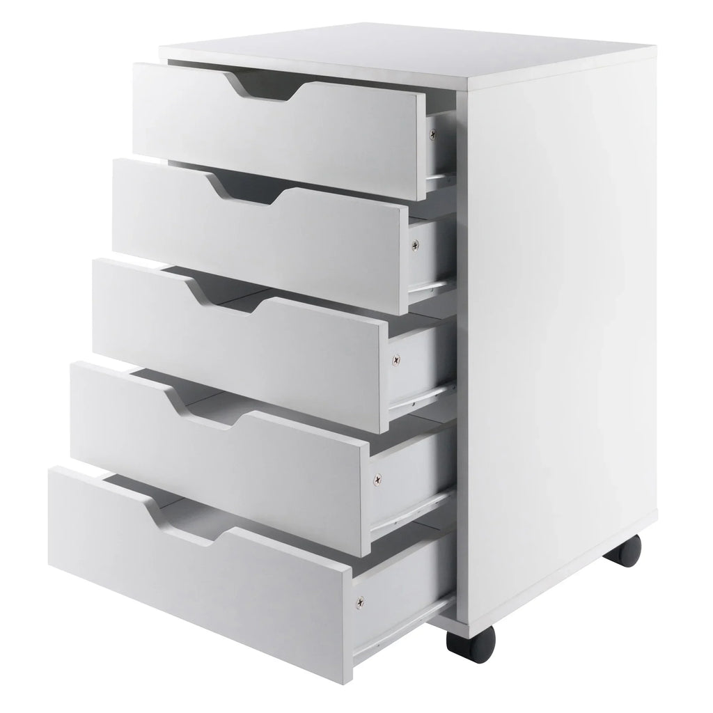 2026 NewWinsome Halifax 5-Drawer Mobile Cabinet 10519, White Finish