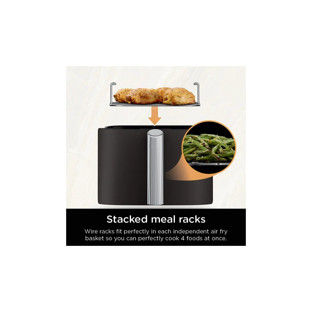 2026 NewNinja DoubleStack XL 2-Basket Air Fryer, DoubleStack Technology Cooks 4 Foods at Once, Space Saving Design, 10 QT, 4-in-1, Smart Finish & Match Cook, SL400