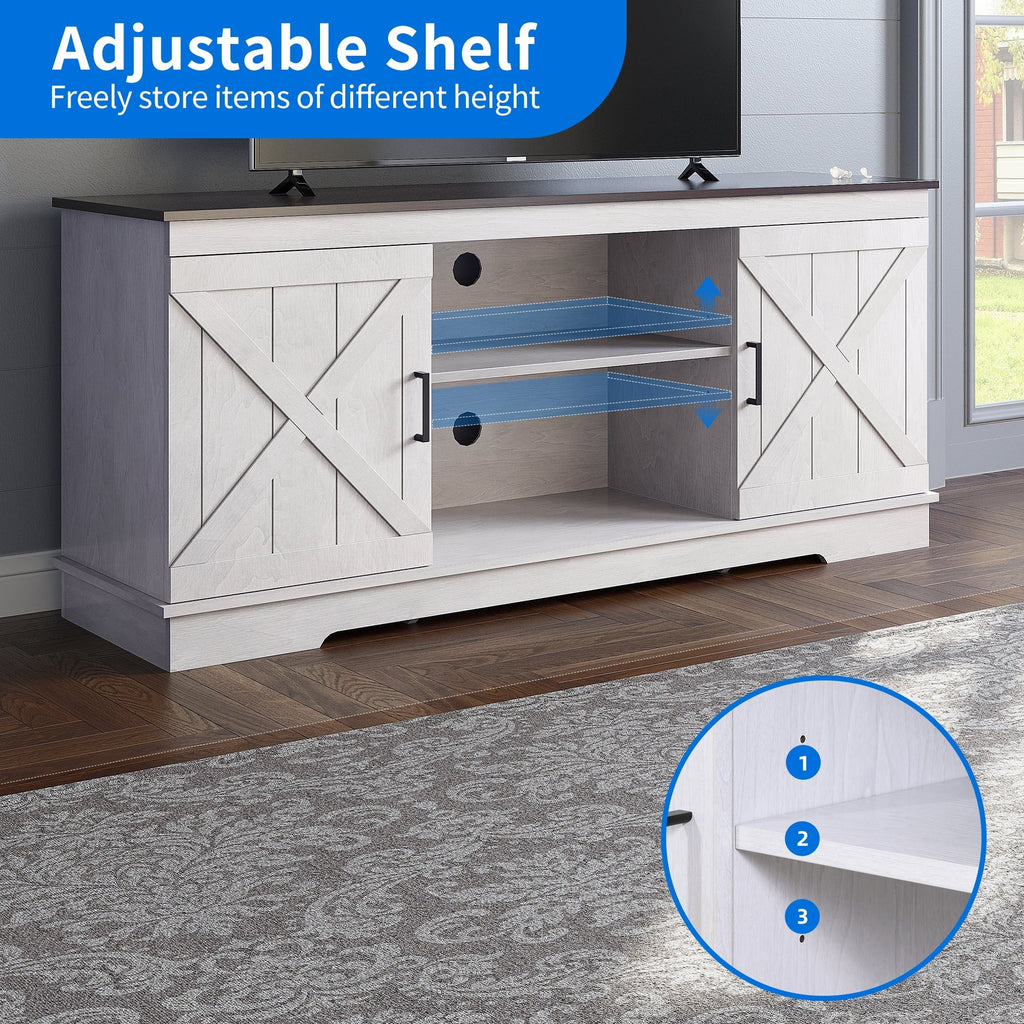 2026 NewDextrus Farmhouse TV Stand for 65 inch TV, Entertainment Center for Living Room, TV Media Console Cabinet, Grey Wash