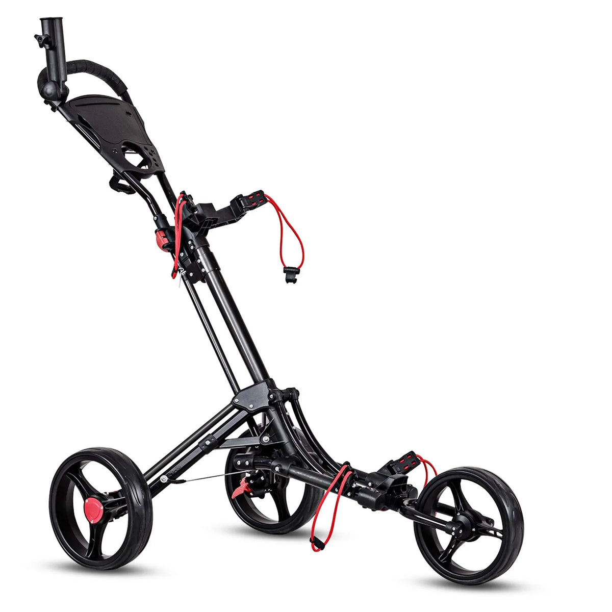 2026 NewCostway Foldable 3 Wheel Steel Golf Pull Push Cart Trolley Club w/ Umbrella Holder
