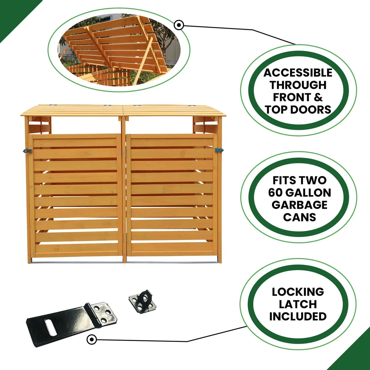 2026 NewHanover Outdoor 4.9 ft. x 4 ft. Wooden Trash Bin and Recyclables Storage Shed - HANWS0103-NAT