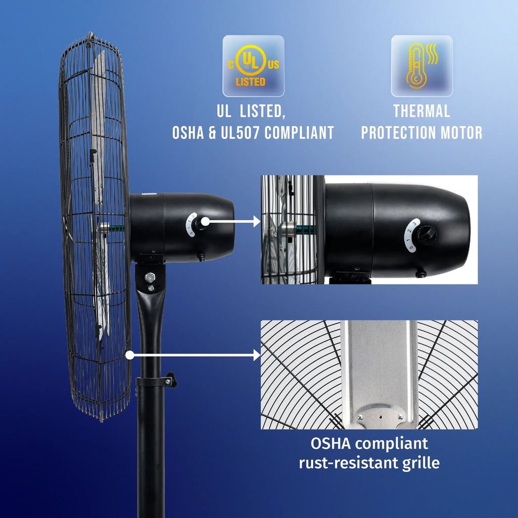 2026 NewTornado - 20 Inch High Velocity Metal Oscillating Pedestal Fan - Commercial, Industrial Use Water-Resistant