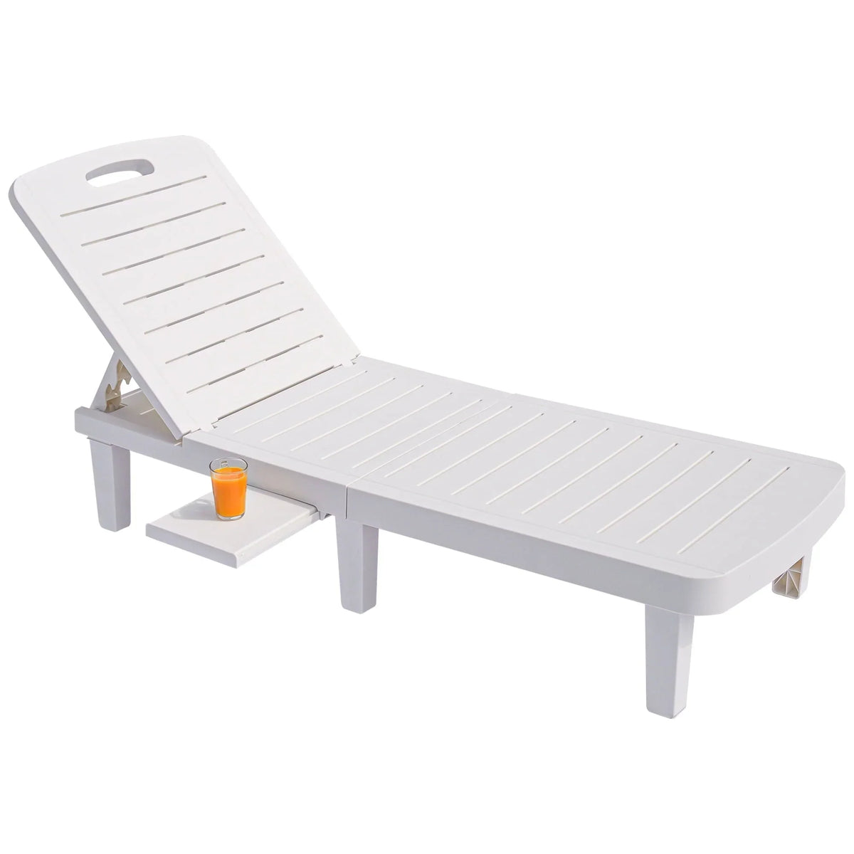 2026 NewPatio Lounge Chair Set of 2, Adjustable Chaise with Side Table, Outdoor Lounger Recliner for Poolside, Patio, Backyard, Wood Texture Design | Waterproof | Easy to Assemble | Max Weight 330 lbs White