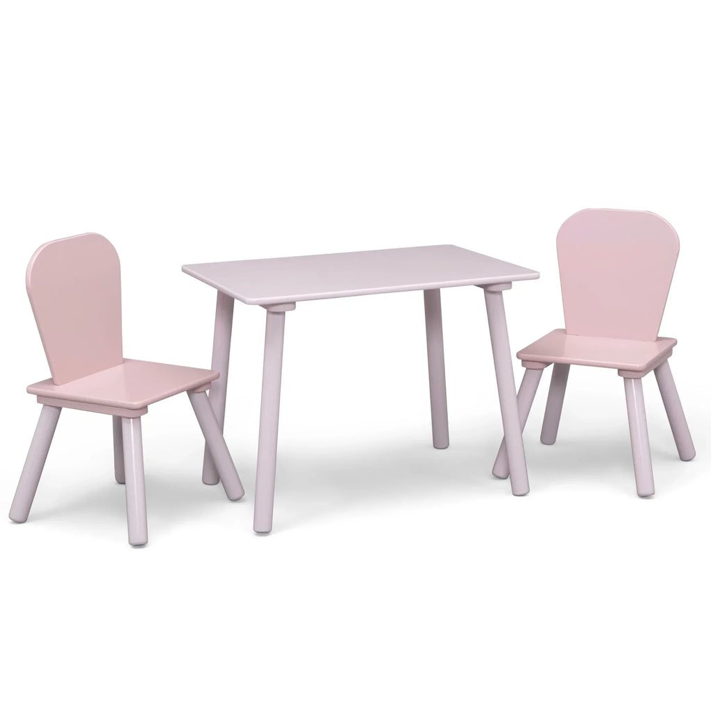 2026 NewDelta Children 4-Piece Toddler Playroom Set �C Includes Play Table, 2 Chairs and 6 Bin Toy Organizer with Reusable Vinyl Cling Stickers, Light Pink/Dark Pink