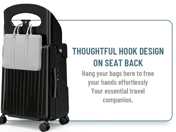 2026 NewFridtrip 20 Inch Carry On TSA Lock Luggage with Foldable Seat for Kids& Adult,Lockable Spinner Wheels Free Luggage Cover and Safety Seatbelt Travel Suitcase