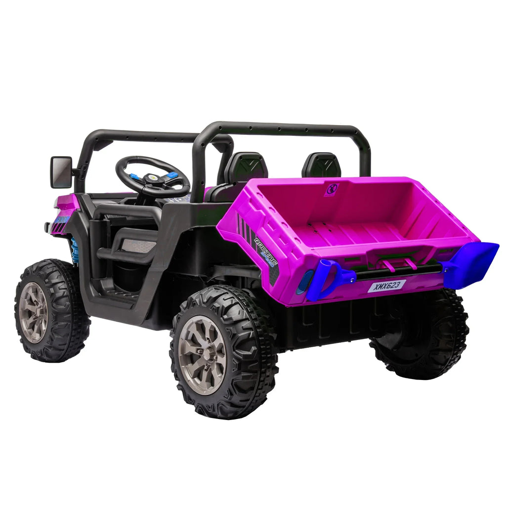 2026 NewXuanlur 24V 2 Seater Kids Ride on Car Truck, Ride on UTV W/ 2x200W Motor, 24 Volt Ride on Toys W/ Dump Bed/Shovel, Electric Car for Kids W/ Durable Tires, LED Light, Music, Remote Control, Black