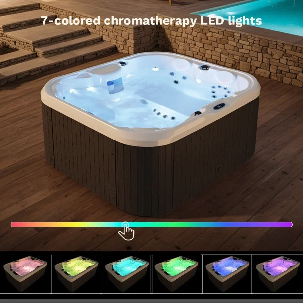 2026 NewPatiowell 2 Person Home Spa Hot Tub for Outdoor, with 41pcs Massage Jets, LED lighting, Built-In Water Purification System, 900L, Black