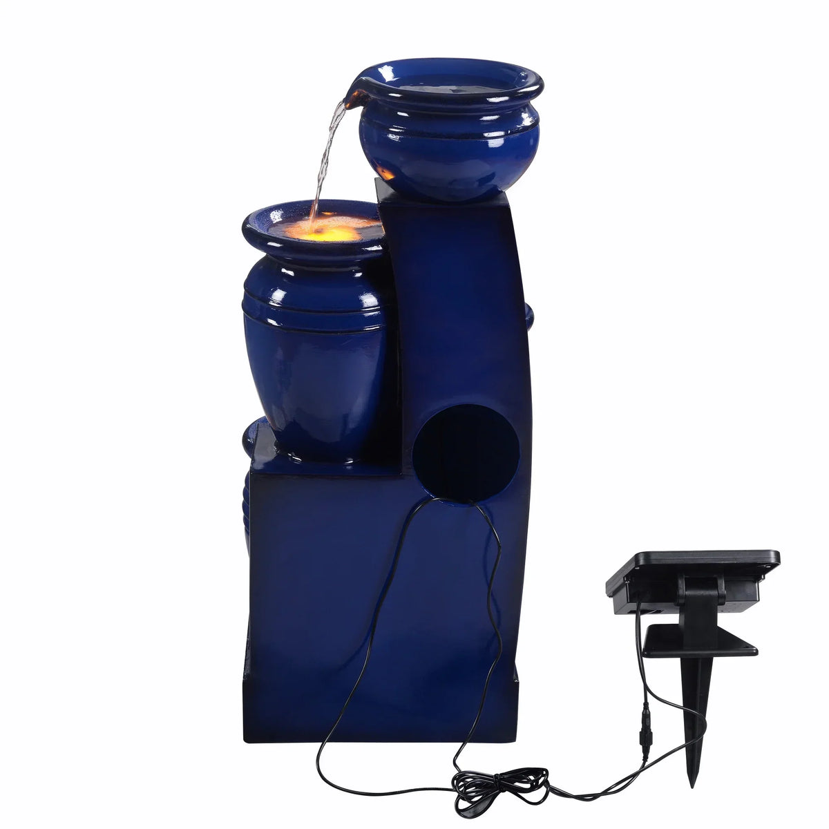 2026 NewTeamson Home 28.74" Solar Water Fountain with LED Lights, Navy
