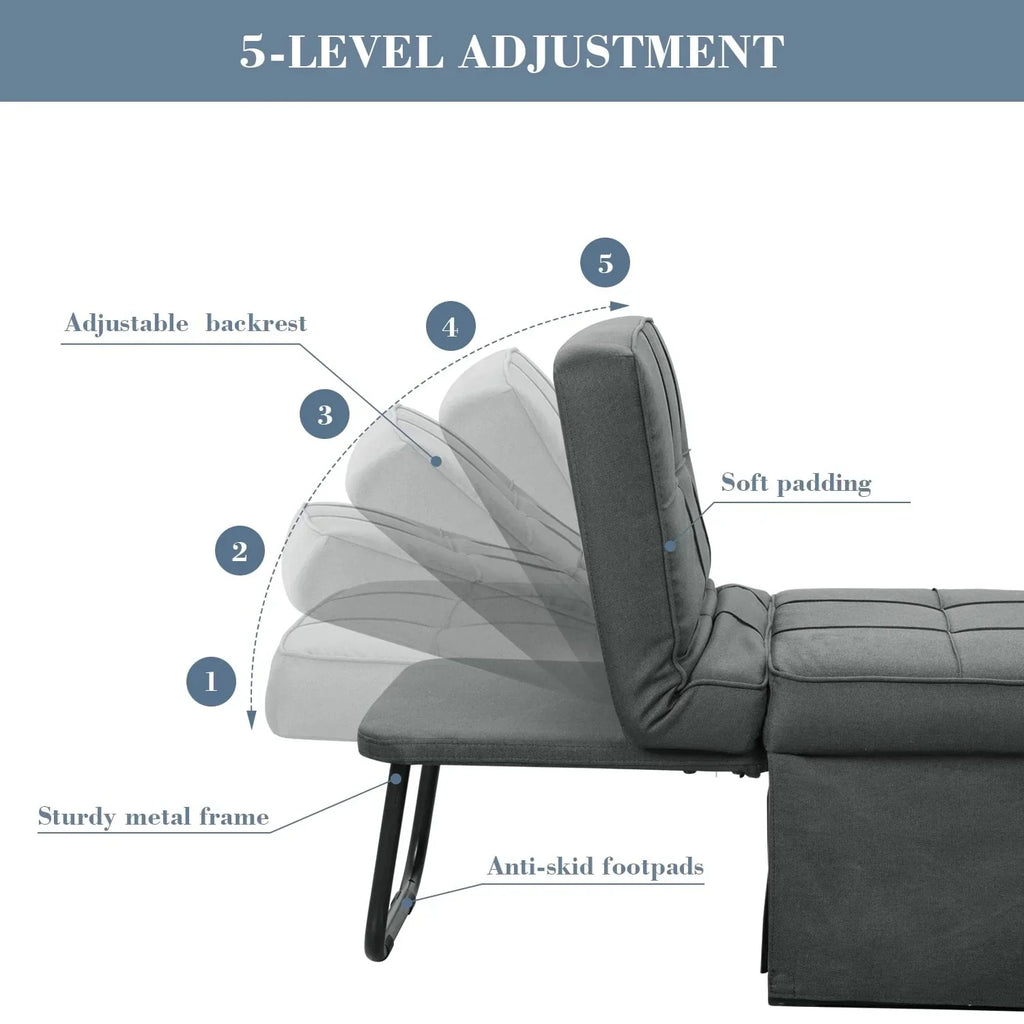 2026 NewAinfox Folding Sofa Bed, 4 in 1 Daybeds Ottoman Chair Lounge Couch for Guest Sleeper, Suitable for Modern Living Room, Bedroom, Small Single Size(Dark Grey)