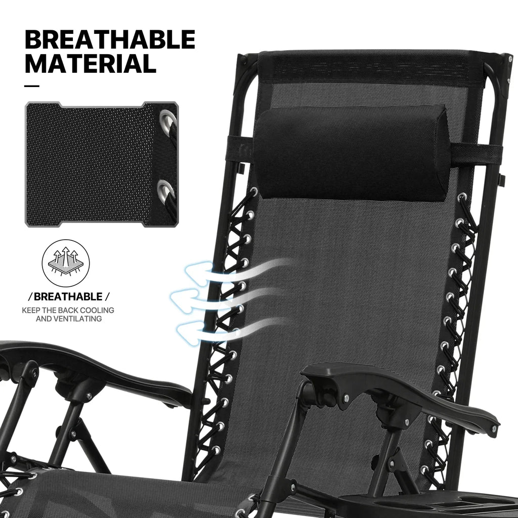 2026 NewMoNiBloom Zero Gravity Chairs Set of 2, Folding Outdoor Patio Beach Recliner with Canopy Shade & Headrest, Black