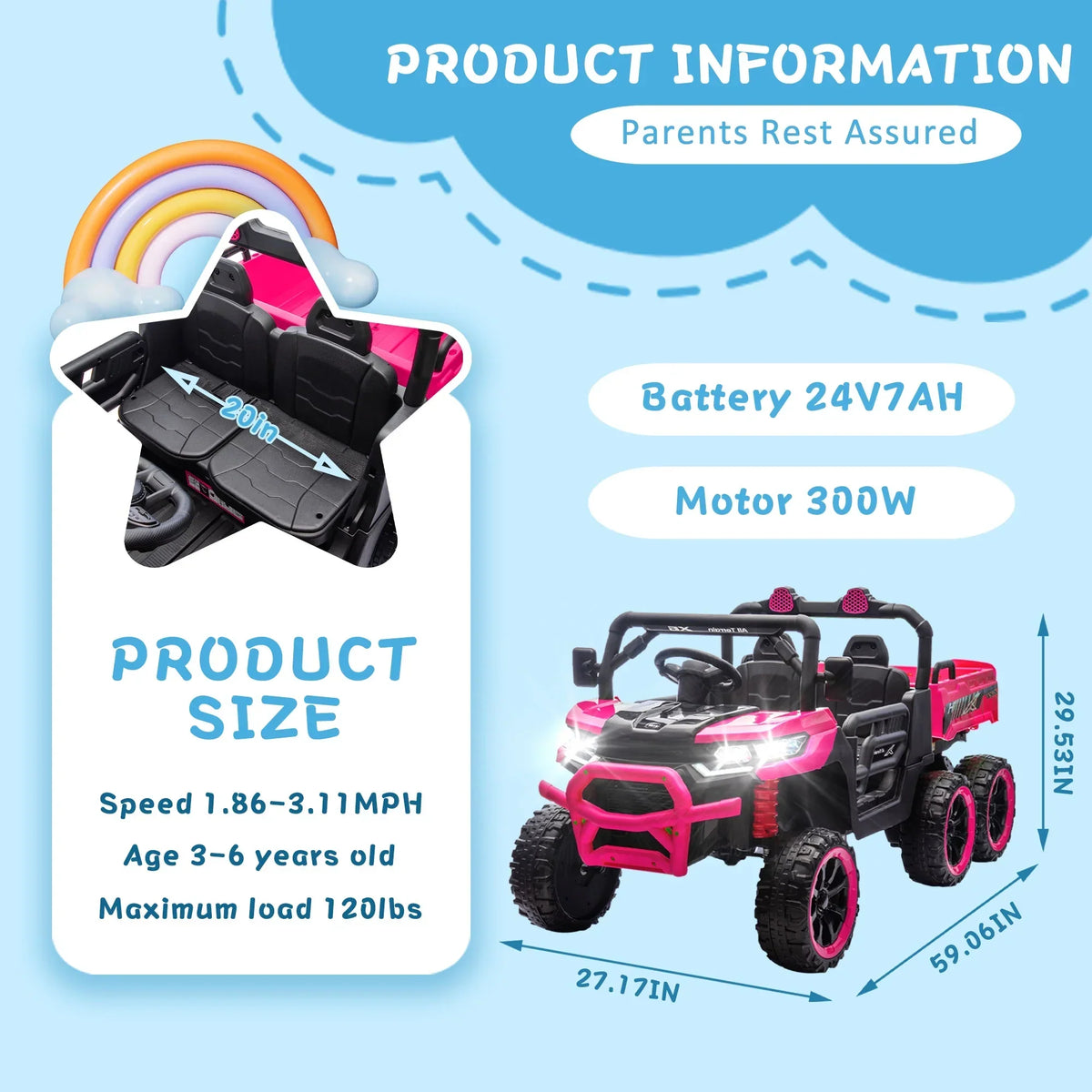 2026 NewXuanlur 24V 2 Seater Kids Ride on Car Truck, Ride on UTV W/ 2x200W Motor, 24 Volt Ride on Toys W/ Dump Bed/Shovel, Electric Car for Kids W/ Durable Tires, LED Light, Music, Remote Control, Black