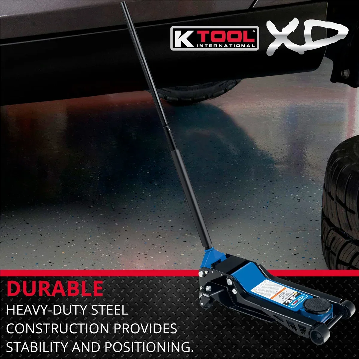 2026 NewK-Tool INT022 3.5 Ton Low Profile Service Jack; Dual Pump Piston