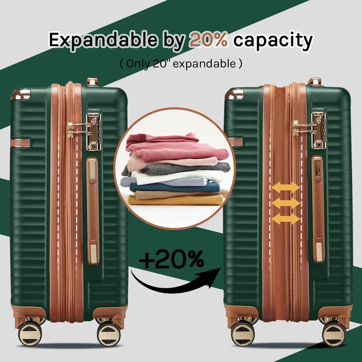 2026 NewJoyway 3-Piece Carry-On Luggage Set with Swivel TSA Lock and Leather Carry Bag