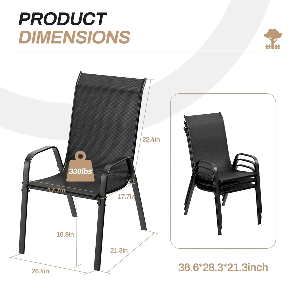 2026 NewArlopu 8Pcs Patio Dining Chairs Outdoor Stackable Armrest Chairs for Lawn Garden Backyard