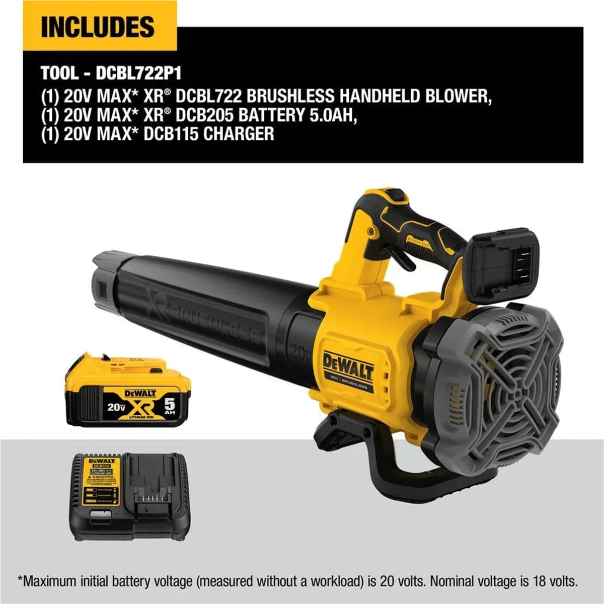 2026 NewDeWalt 20V MAX XR Brushless Cordless Handheld Blower Kit (5.0AH)