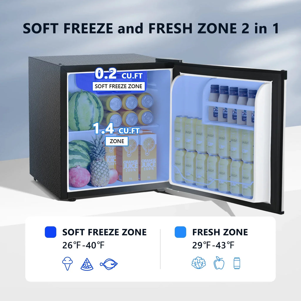2026 NewSimzlife 1.6 Cu.ft Mini Fridge with Freezer, Single Door Mini Refrigerator, Black
