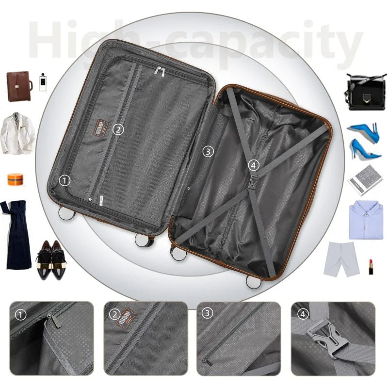 2026 NewLuggage Sets 6 Piece with Duffel Bags, Hardside Expandable Suitcases with Spinner Wheels TSA Lock, Cream