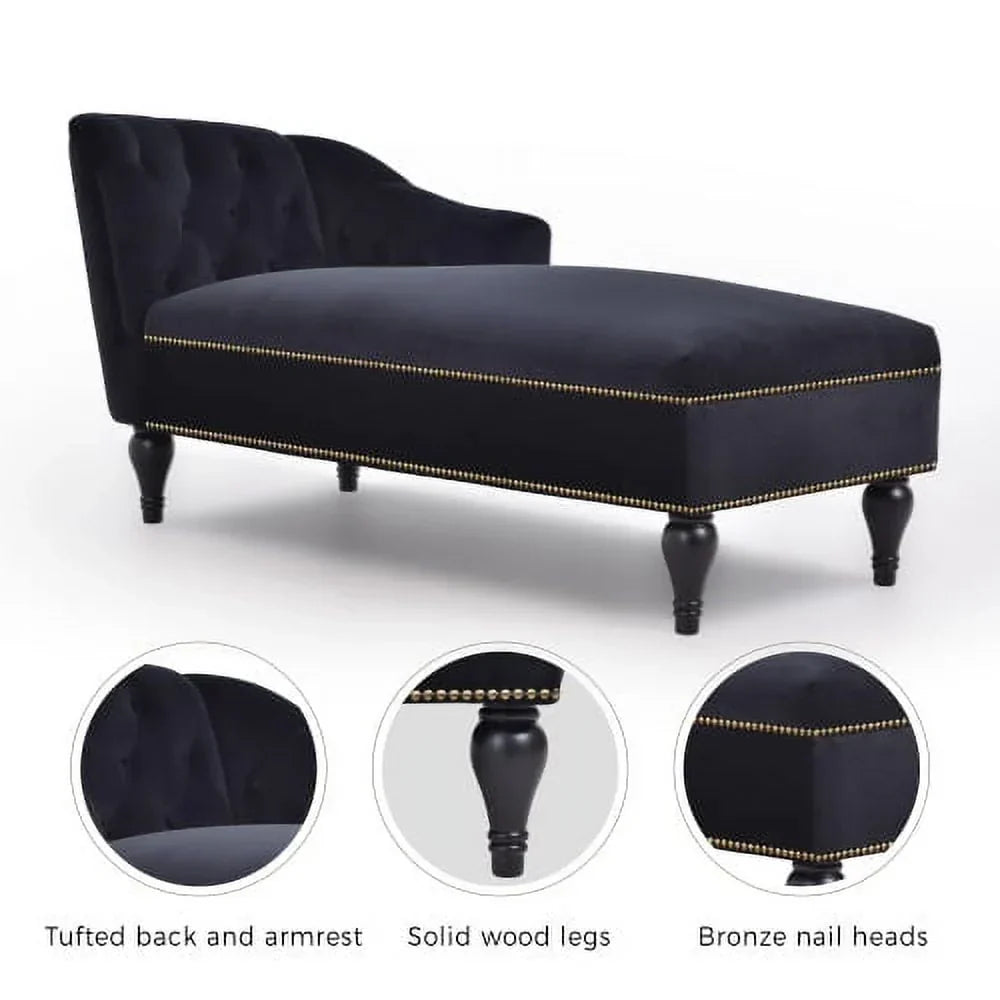 2026 NewTHINK 30,Velvet Chaise Lounge with Rolled Arm, 58” Upholstered Sofa Lounge Chair for Living Room Bedroom