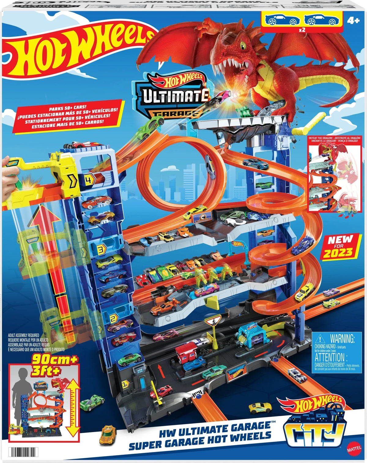 2026 NewHot Wheels City Ultimate Garage Playset with 2 Die-Cast Cars, Toy Storage for 50+ Cars