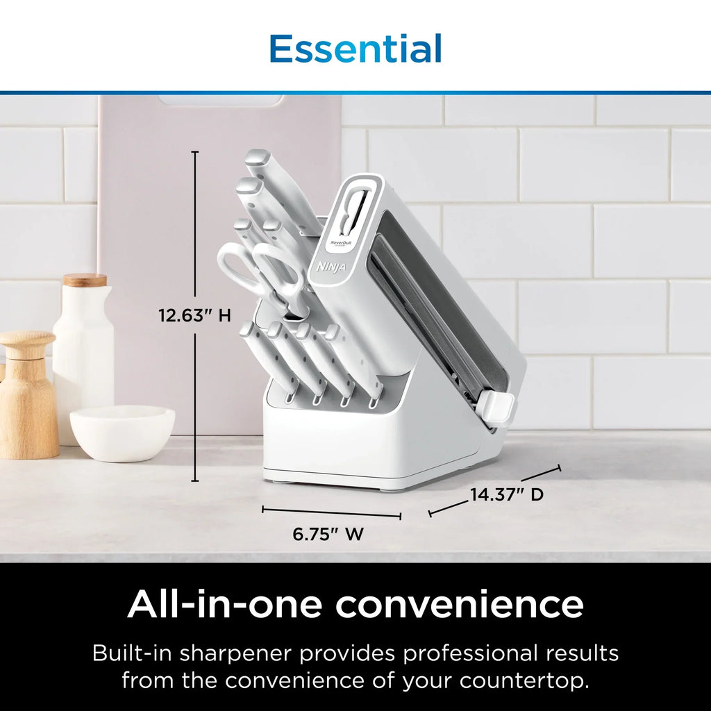 2026 NewNinja Foodi NeverDull 10-Piece Stainless Steel Essential Knife System with Sharpener, K12010 Black/Gray