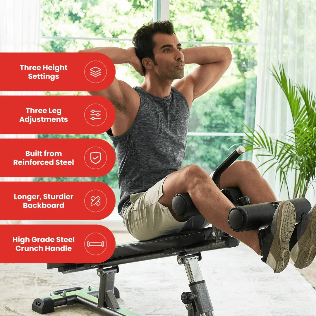 2026 NewFiner Form Semi, Commercial Sit Up Bench Elite, Reverse Crunch Handle for Ab Exercises, Reverse Crunch and Decline Sit Up with 4 Adjustable Height Settings, Black