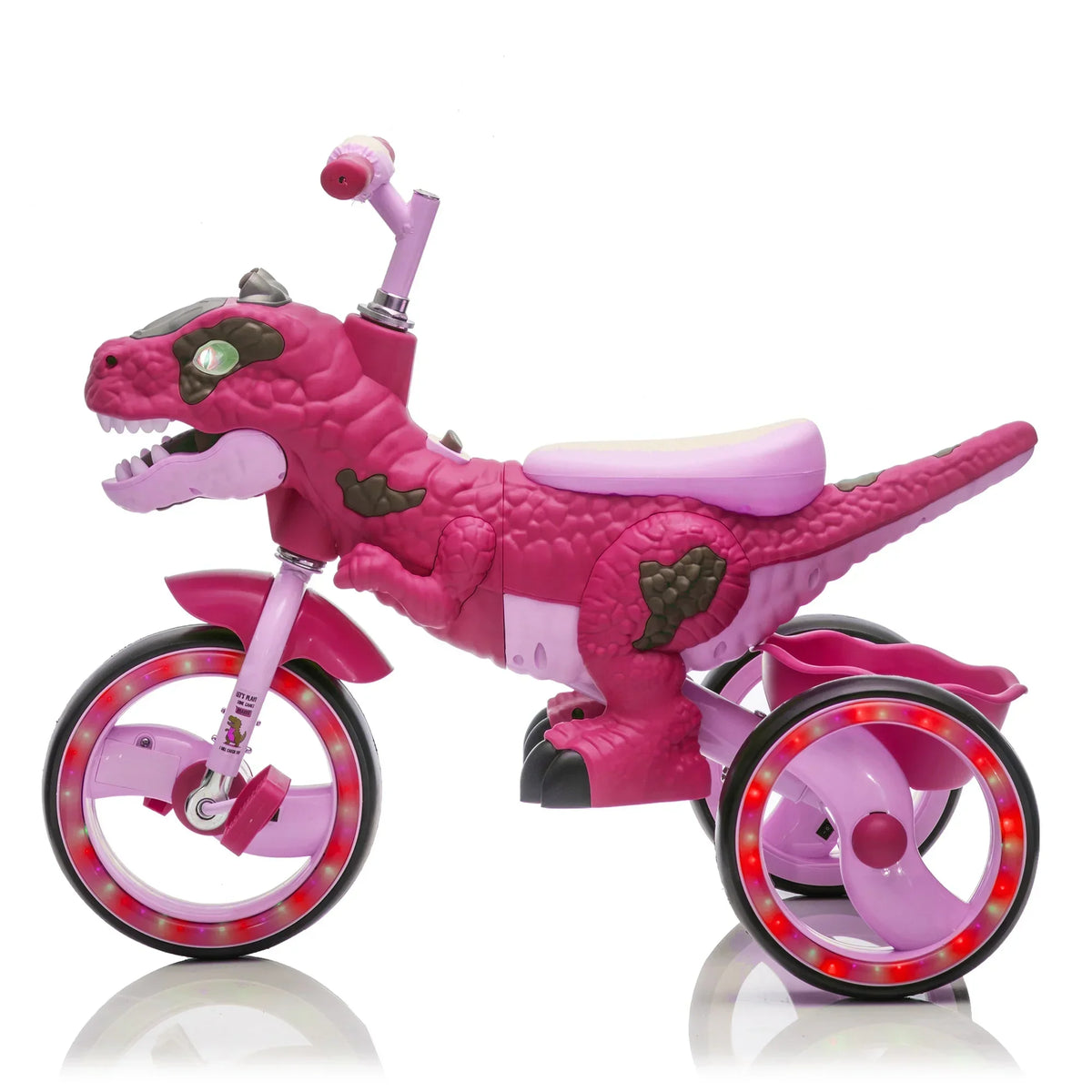 2026 NewXuanlur Kids Ride on Dinosaur Tricycle, Toddlers Kid Trike with Wide Flash Wheels, Anti-Slip Pedals, Rear Basket, Music & LED Lights, Toddler Bike Toys Gift for 3-6 Year Old Boys & Girls (Green)