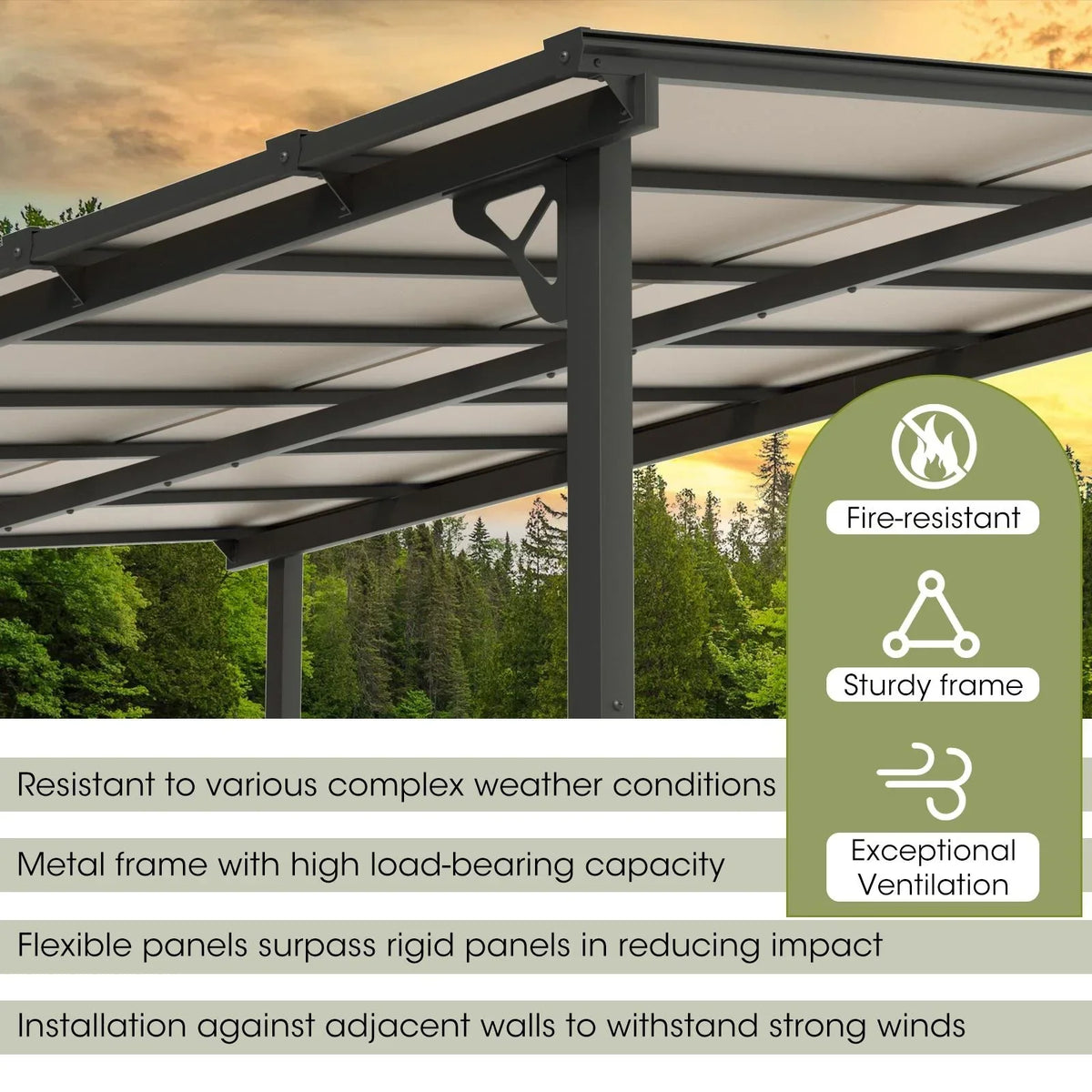 2026 NewAoxun 8' x 5' Gazebo for Patio, Gazebo Pergola with Sloped Roof, Grill Gazebo Large Wall-Mounted Heavy Duty Awnings, for Backyard, Deck, Patio