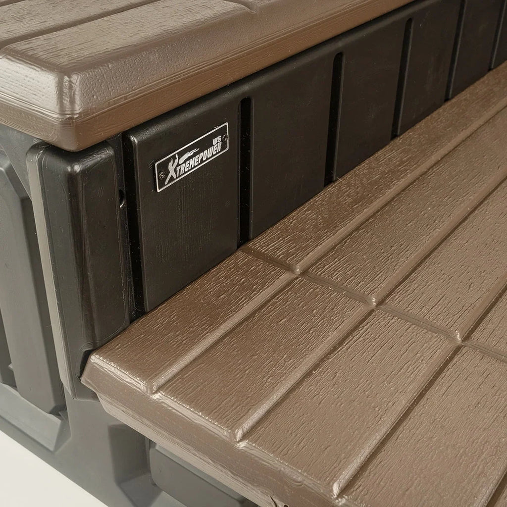 2026 NewXtremepowerUS Hot Tub Steps With Storage, Spa Step, 36" Length, Camper/Deck Steps, Anti-Slip Brown