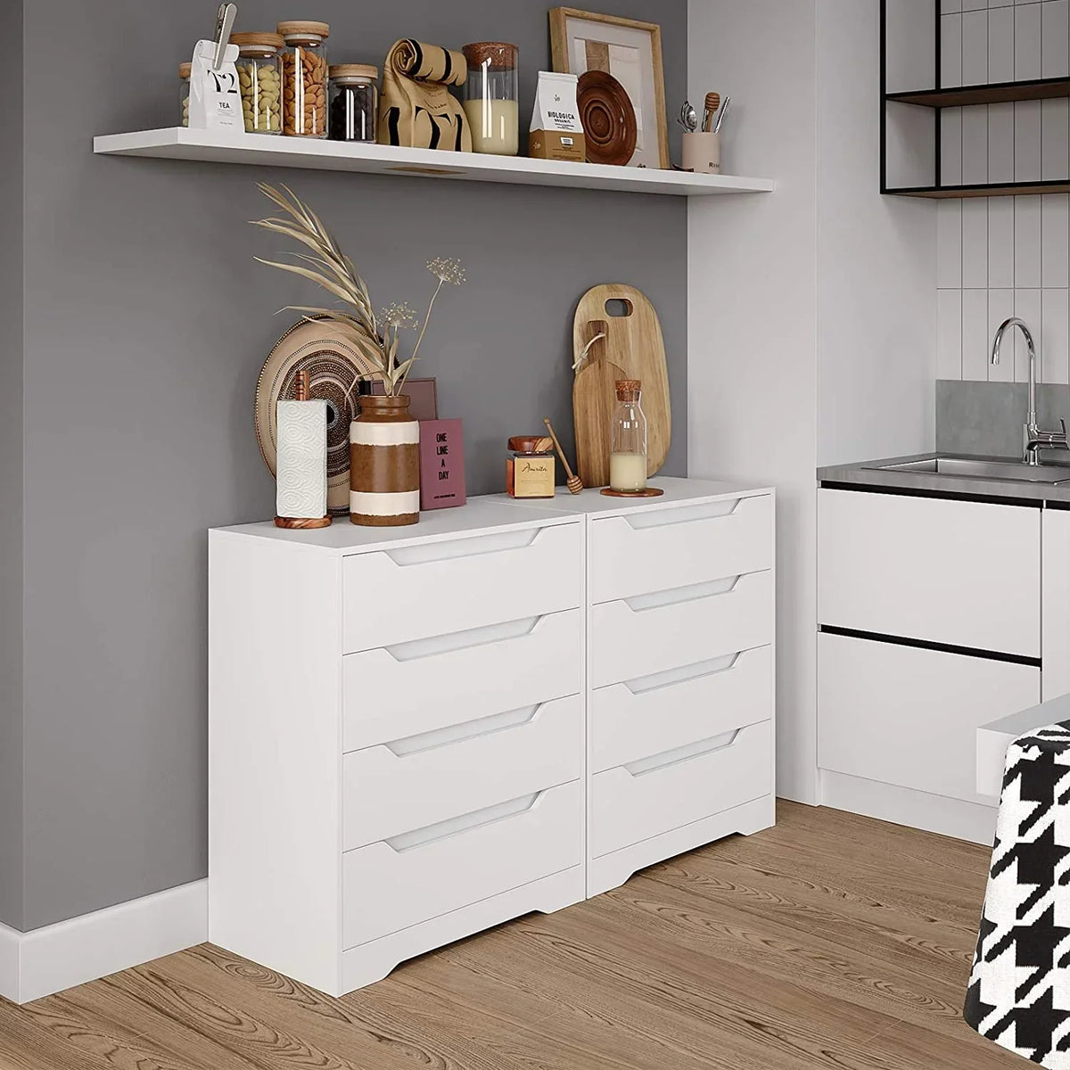 2026 NewHomfa 4 Large Drawers Dresser, Modern Wood Chest of Drawers for Bedroom Hallway Living Room, White