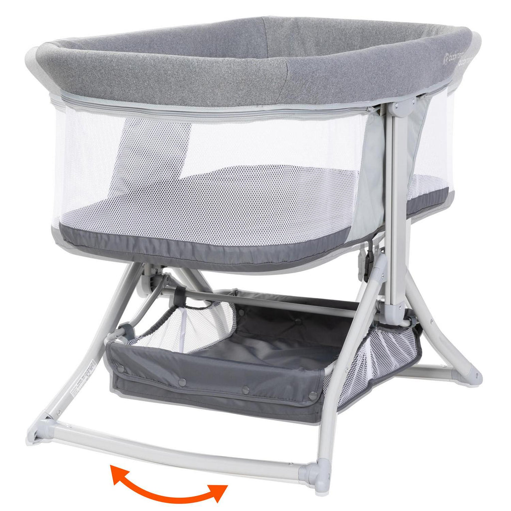 2026 NewBaby Trend Quick Fold 2-in-1 Rocking Bassinet with Travel Bag - Shadow Stone Grey