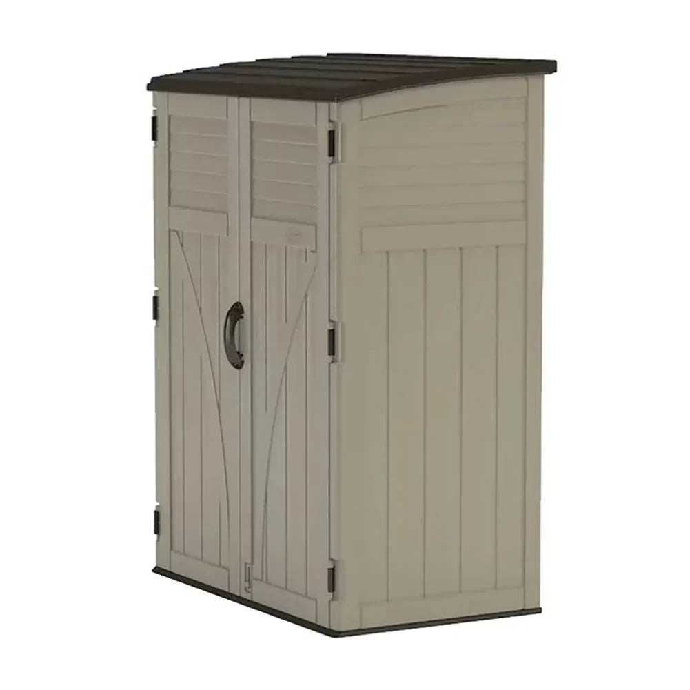 2026 NewSuncast Large Vertical Shed for Storing Oudoor Tools, & Equipment, Sand