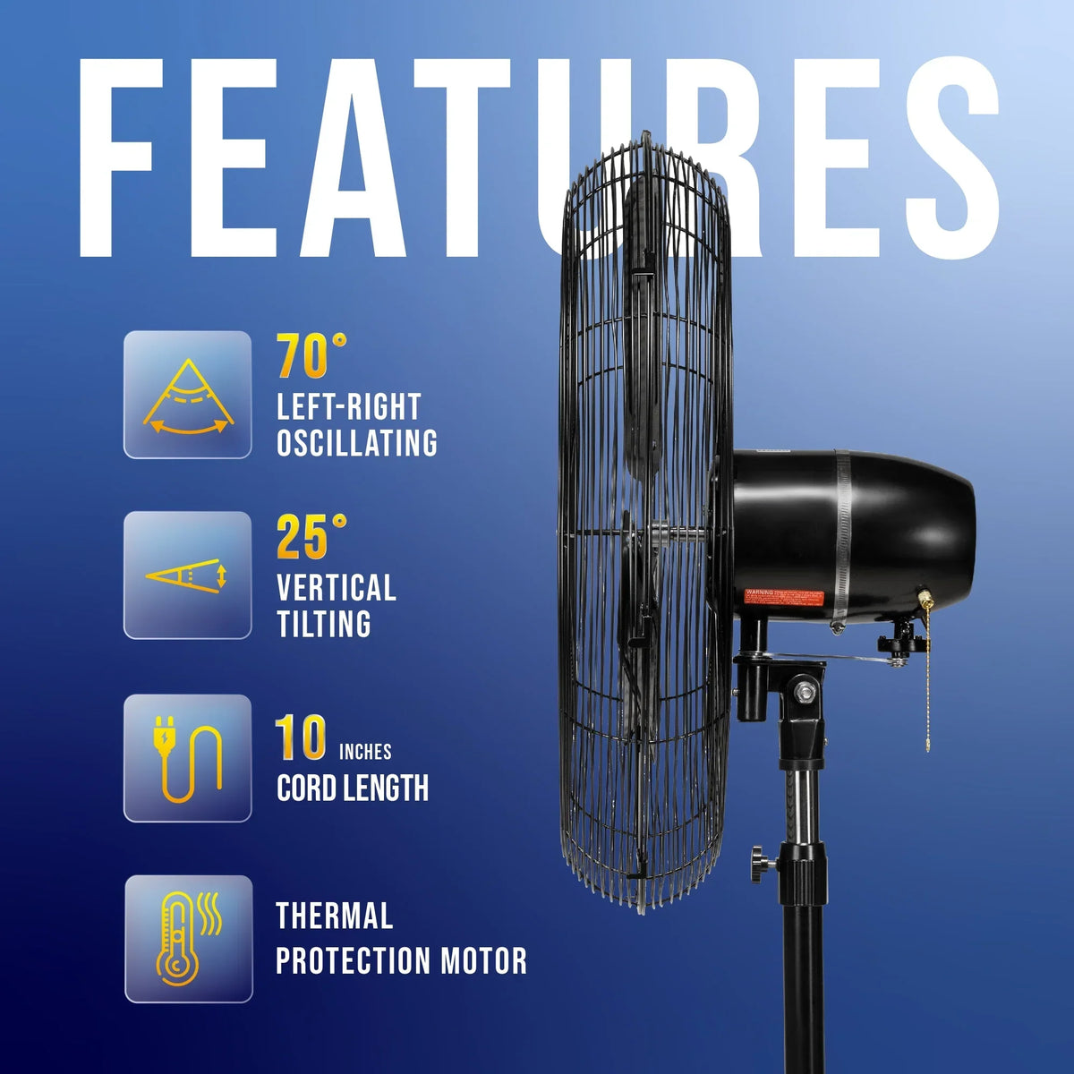 2026 NewTornado - 20 Inch High Velocity Metal Oscillating Pedestal Fan - Commercial, Industrial Use Water-Resistant