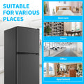 2026 New4.5 Cu.ft Compact Refrigerator 2 Door with Freezer,7 Adjustable Thermostat & 4 Removable Glass Shelves,Large Size Refrigerator for Garage/Bedroom/Kitchen/Apartment and Office,Grey