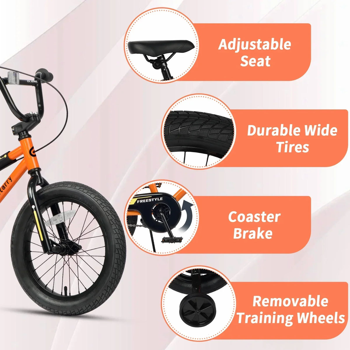 2026 NewGlerc 14 Inch Little Kids Bike BMX Style Bicycle with Training Wheels Coaster Brake for 3 4 5 Years Old Boys Girls, Blue