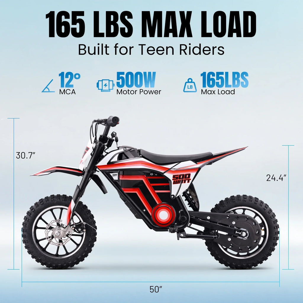 2026 NewQEASET electric dirt bike, 500W kids dirt bike for Boys Girls Age 8-14, Blue