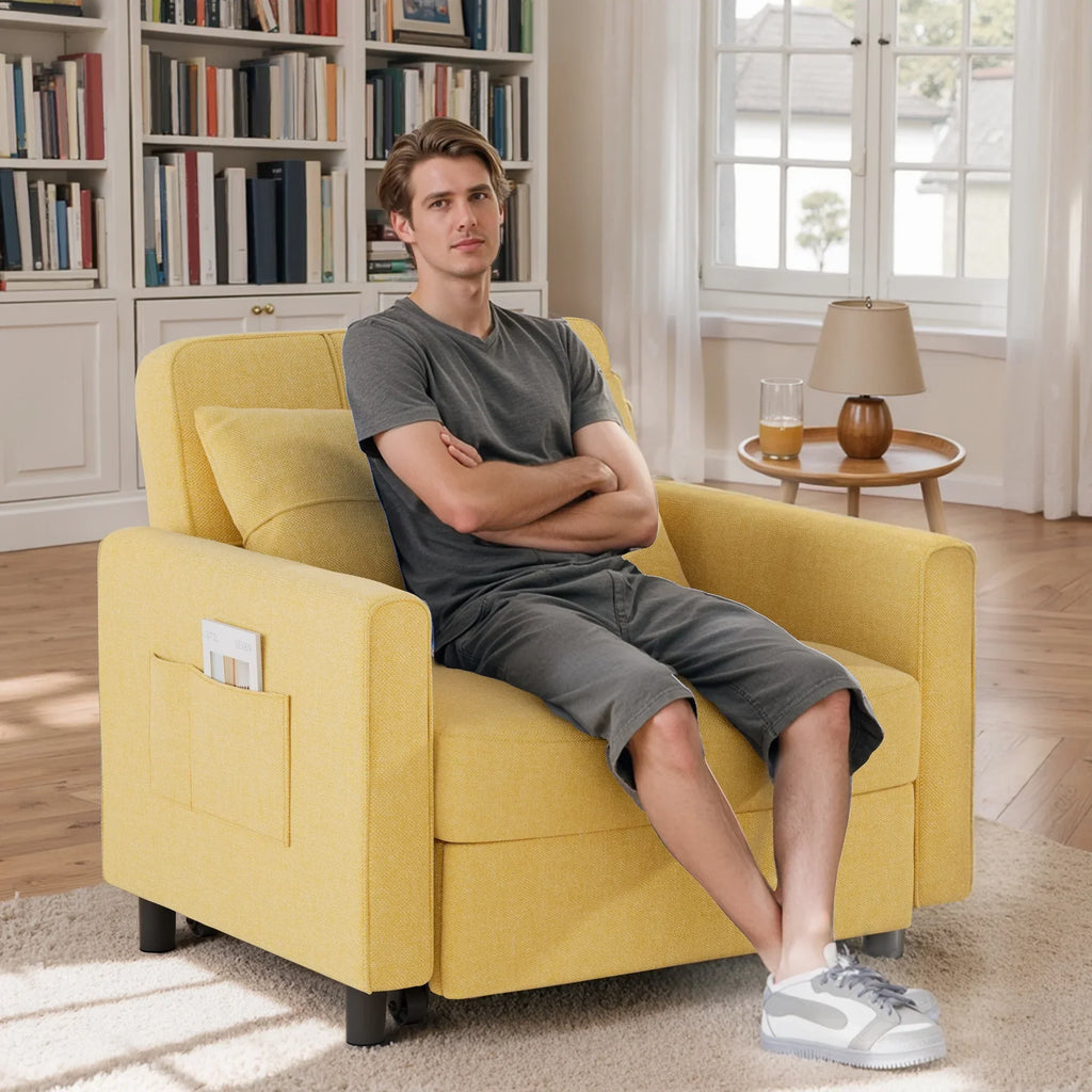 2026 NewSofa Bed, Lofka 3-in-1 Convertible Sleeper Sofa with Storage, Adjustable Backrest & Pull Out Function - Sleeper Chair for Small Space, Apartment, Dark Grey