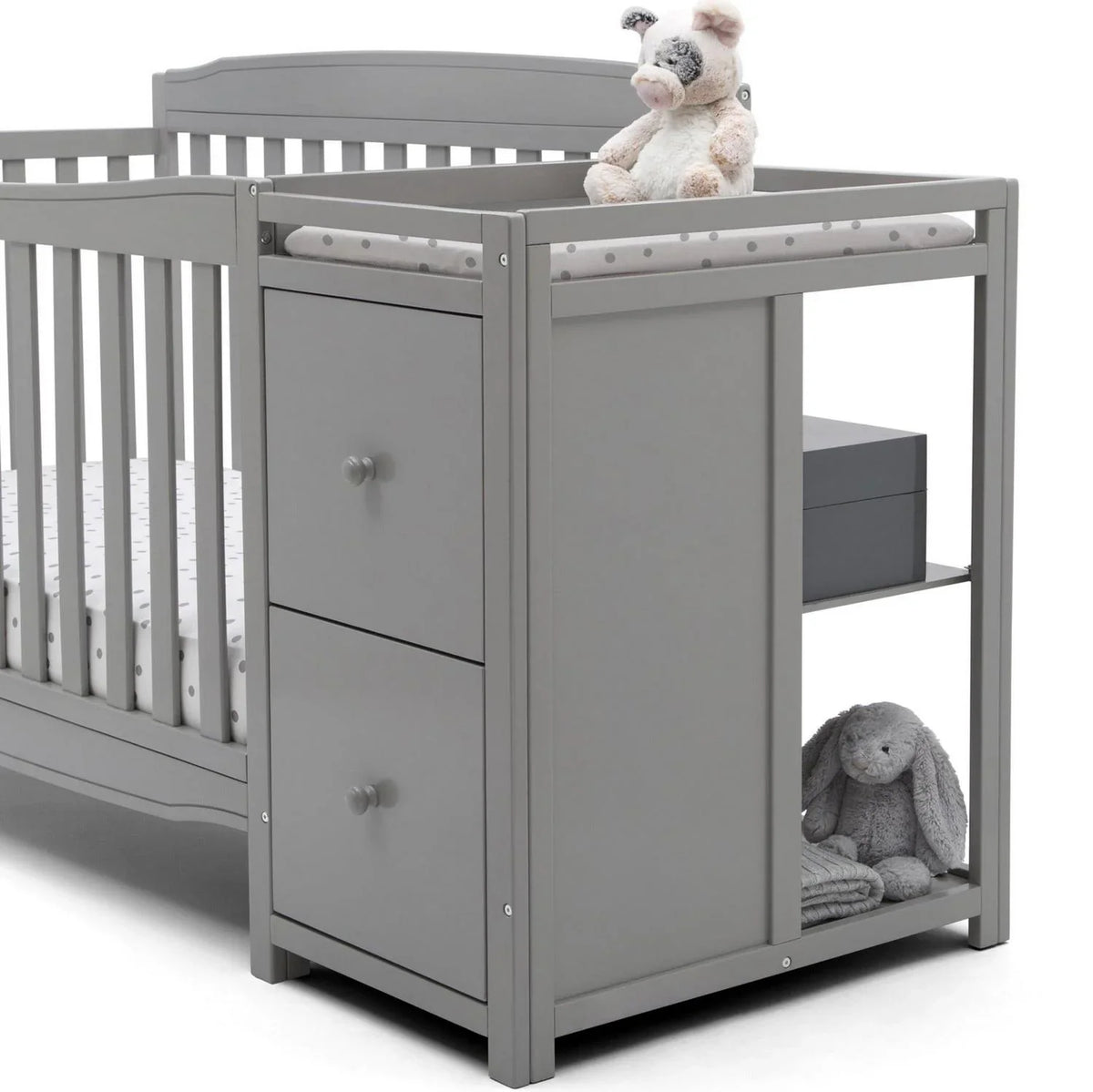 2026 NewDelta Children Mason 6-in-1 Convertible Crib and Changer. Gray