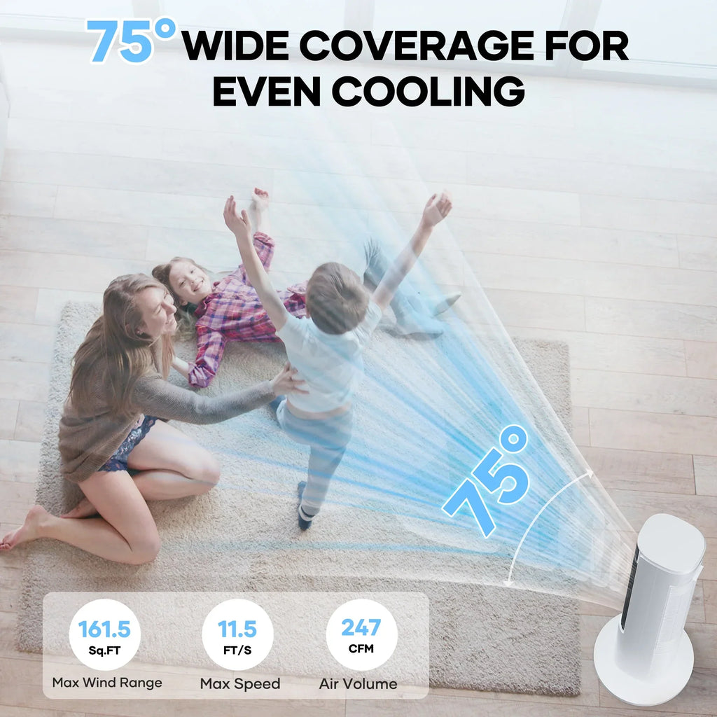2026 NewMaxKare 3-in-1 Tower Fan, Air Cooler with FCC & ETL, Humidifier for Office & Bedroom, 40'' High, White