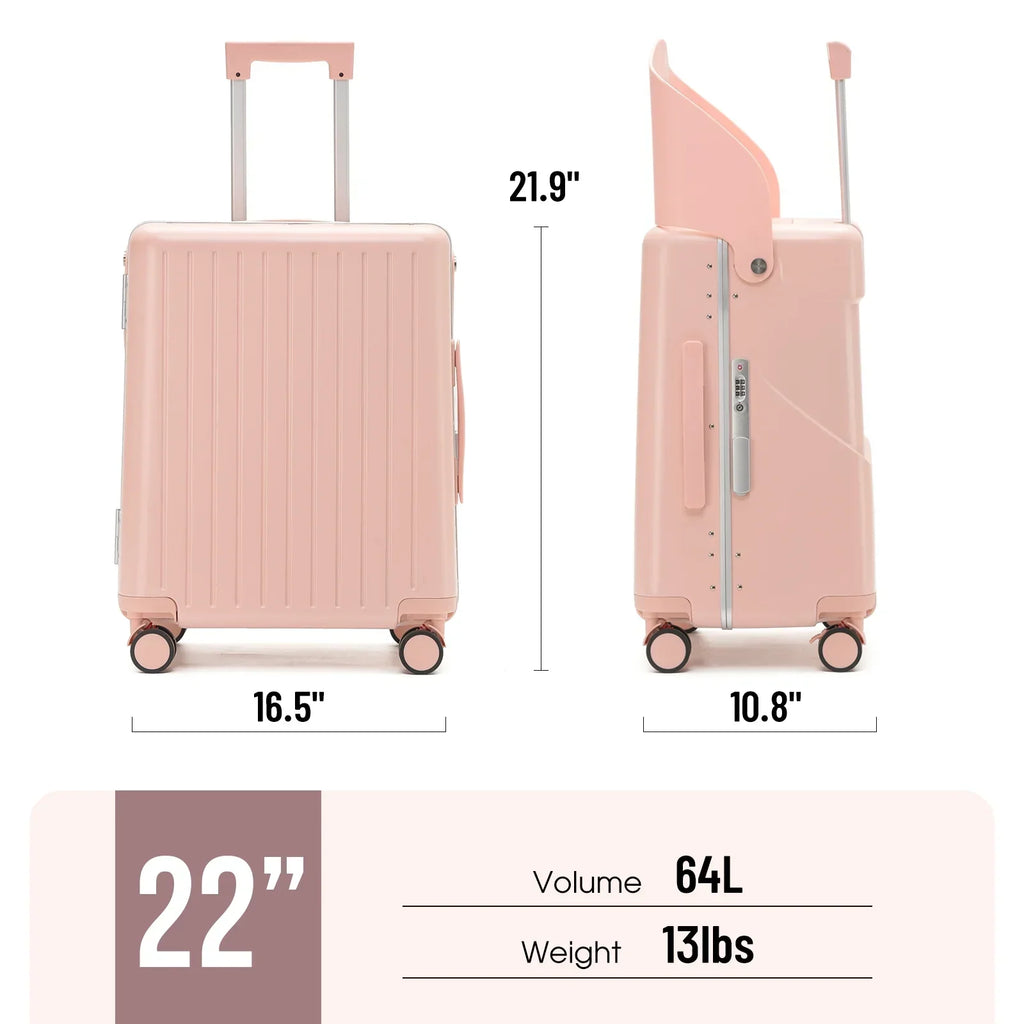 2026 New22 Inch TSA Lock Luggage with for Kids& Adult,Check in Lockable Spinner Wheels Free Luggage Cover and Safety Seatbelt Travel Suitcase