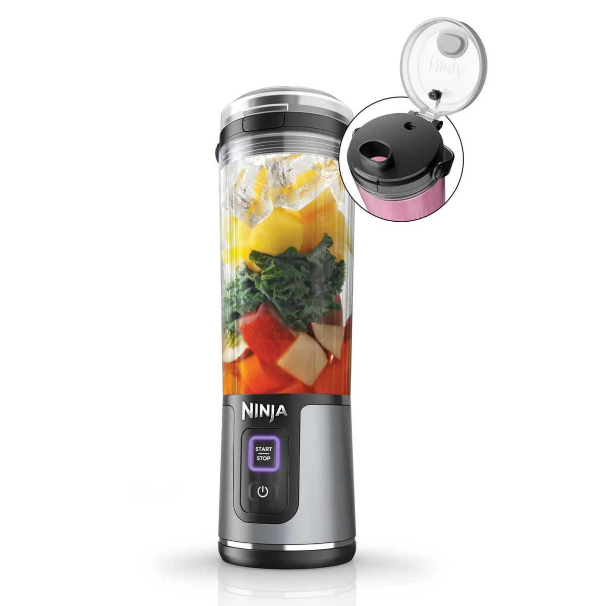 2026 NewNinja Blast Portable Blender, Cordless, 18oz. Vessel, Personal Blender for Shakes & Smoothies, BPA Free, Leakproof Lid & Sip Spout, USB-C Rechargeable, Dishwasher Safe Parts, Metallic Purple,