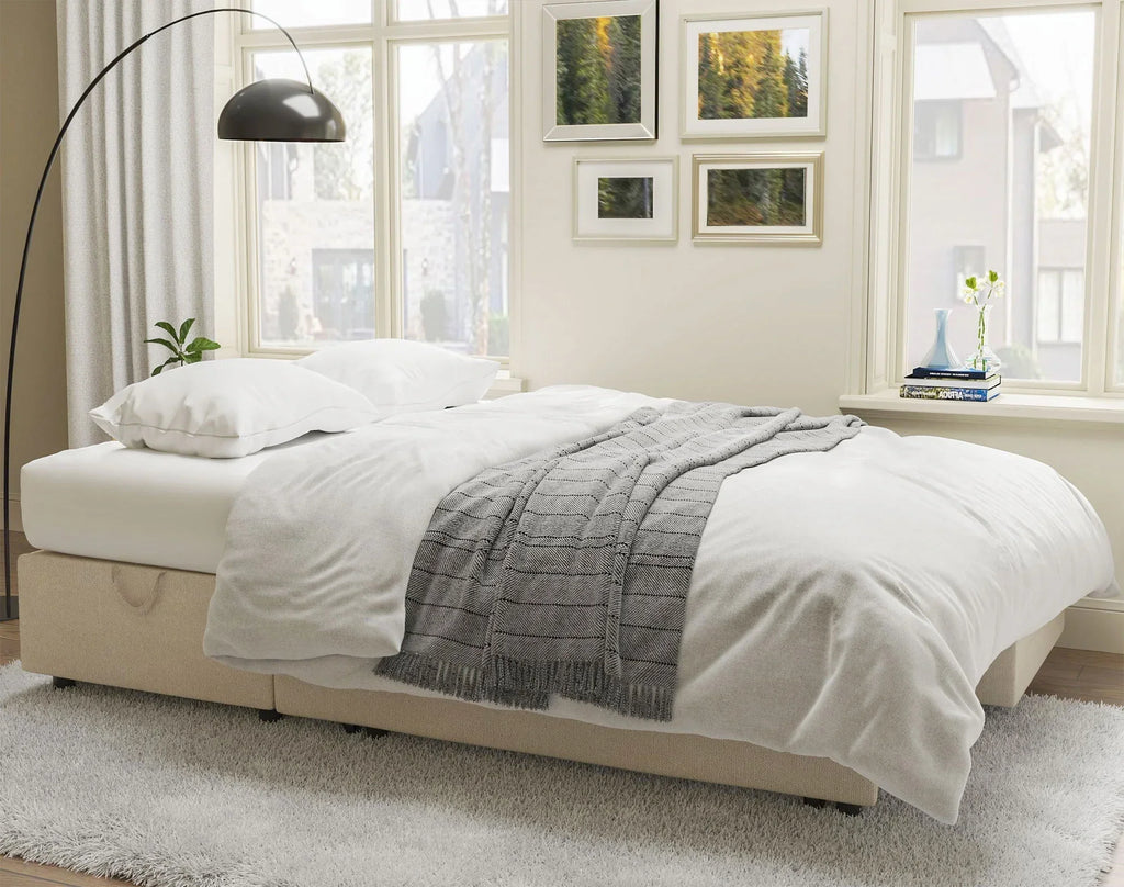 2026 NewVANACC Sofa Bed, Adult Sleeper Sofa with Storage Chaise, Pull Out Couch for Bed Room, Gray Chenille