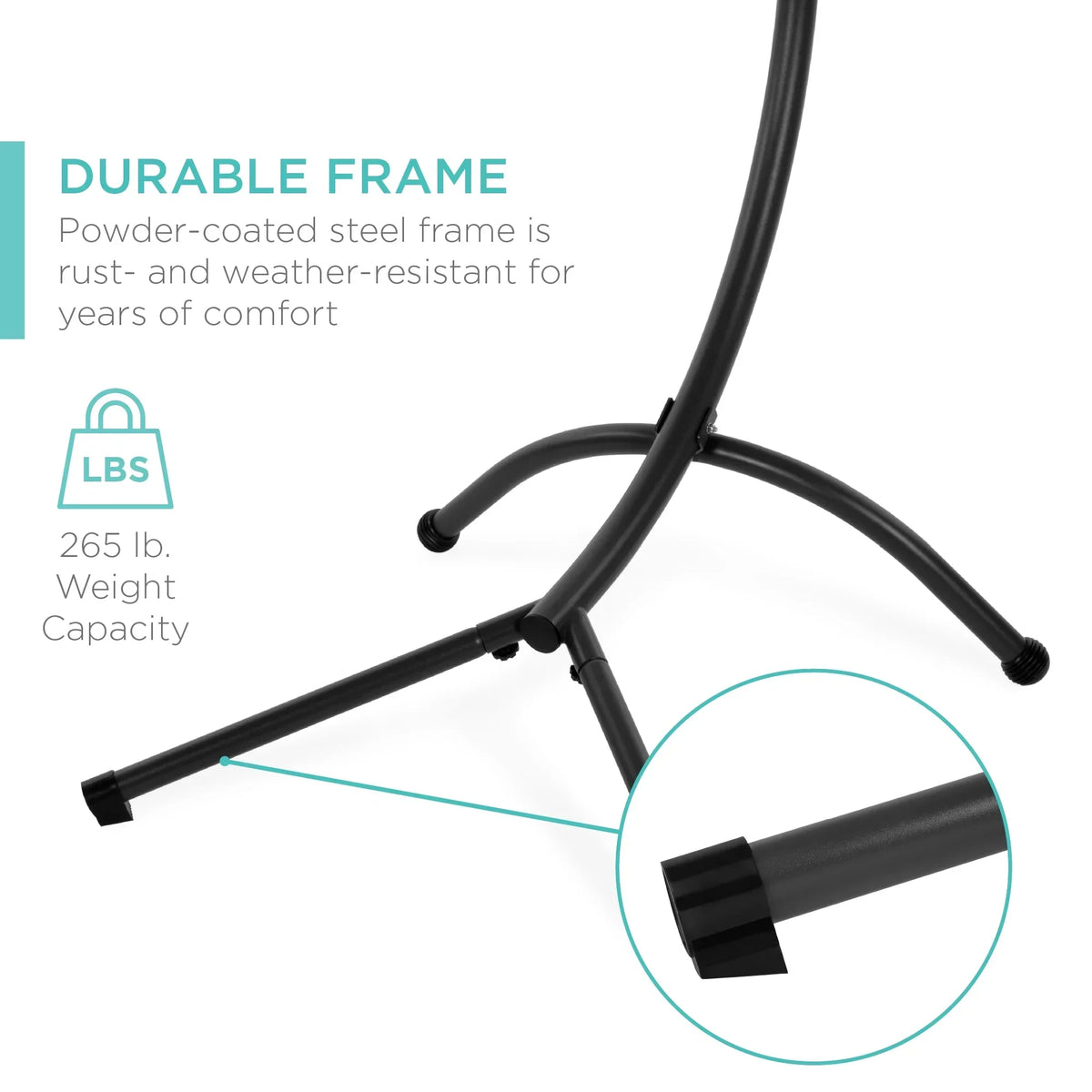 2026 NewBest Choice Products Hanging Curved Chaise Lounge Chair Swing for Backyard, Patio w/ Pillow, Shade, Stand - Teal