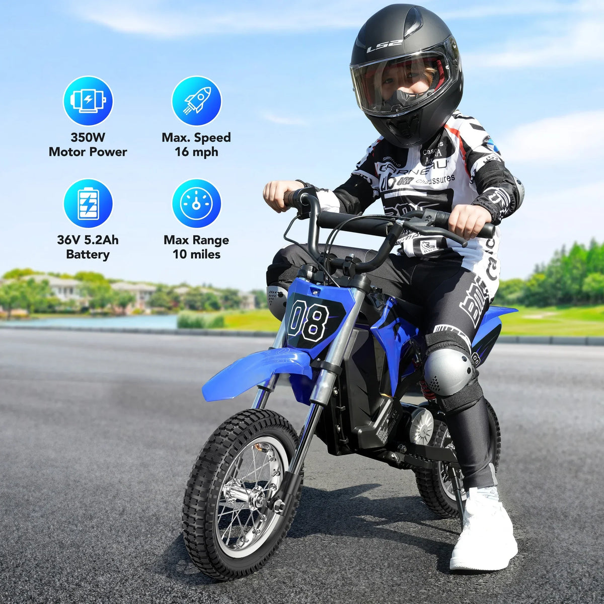 2026 New36V Kids Electric Dirt Bike,Fast Speed Electric Motorcycle Up to 16 MPH & 10 Miles Long-Range, 3-Speed Modes, Twist Grip Throttle, Dual Suspension & Brakes for Kids Ages 5-10 Ride on Toys