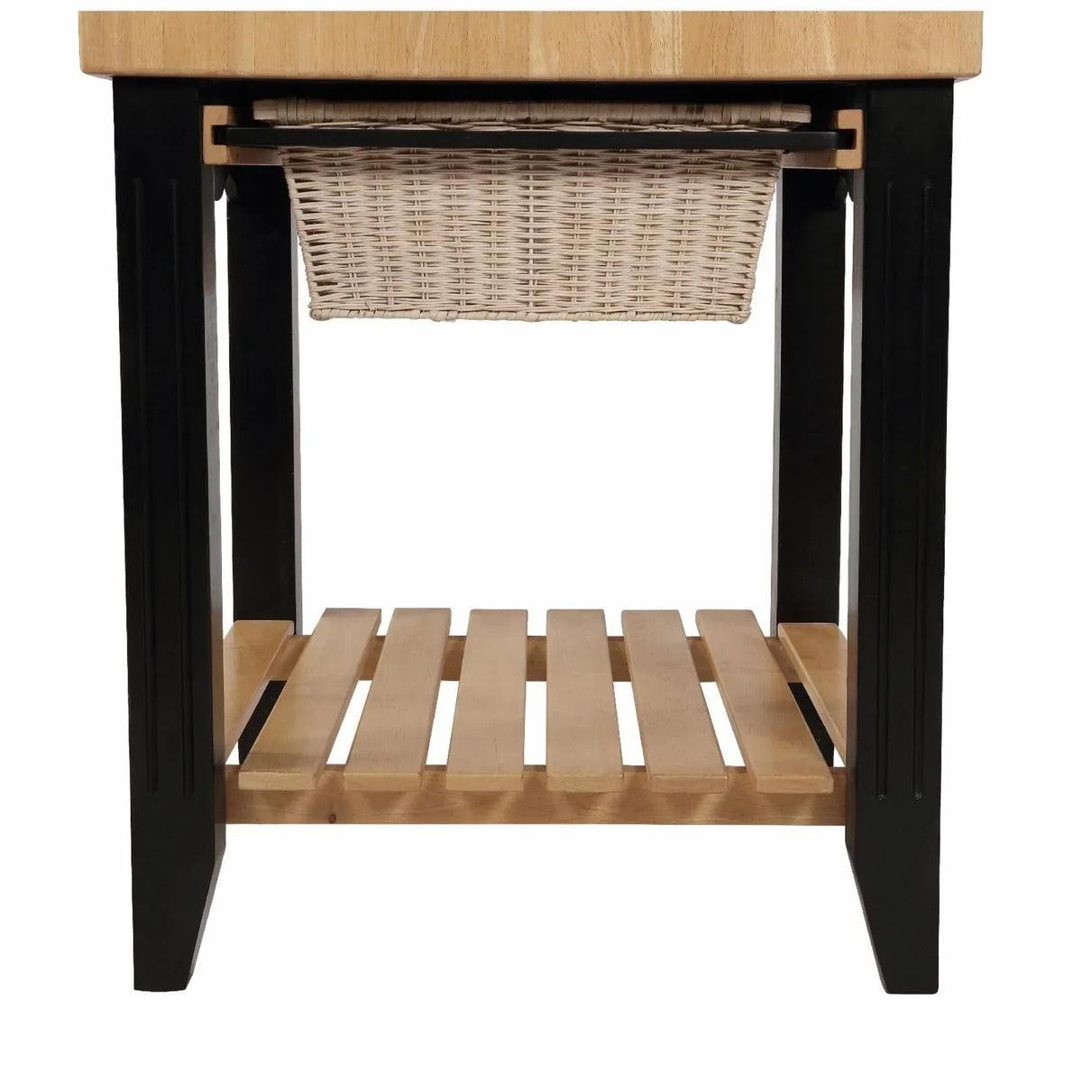 2026 NewKolton Square Kitchen Island, Black and Natural with Butcher Block Top