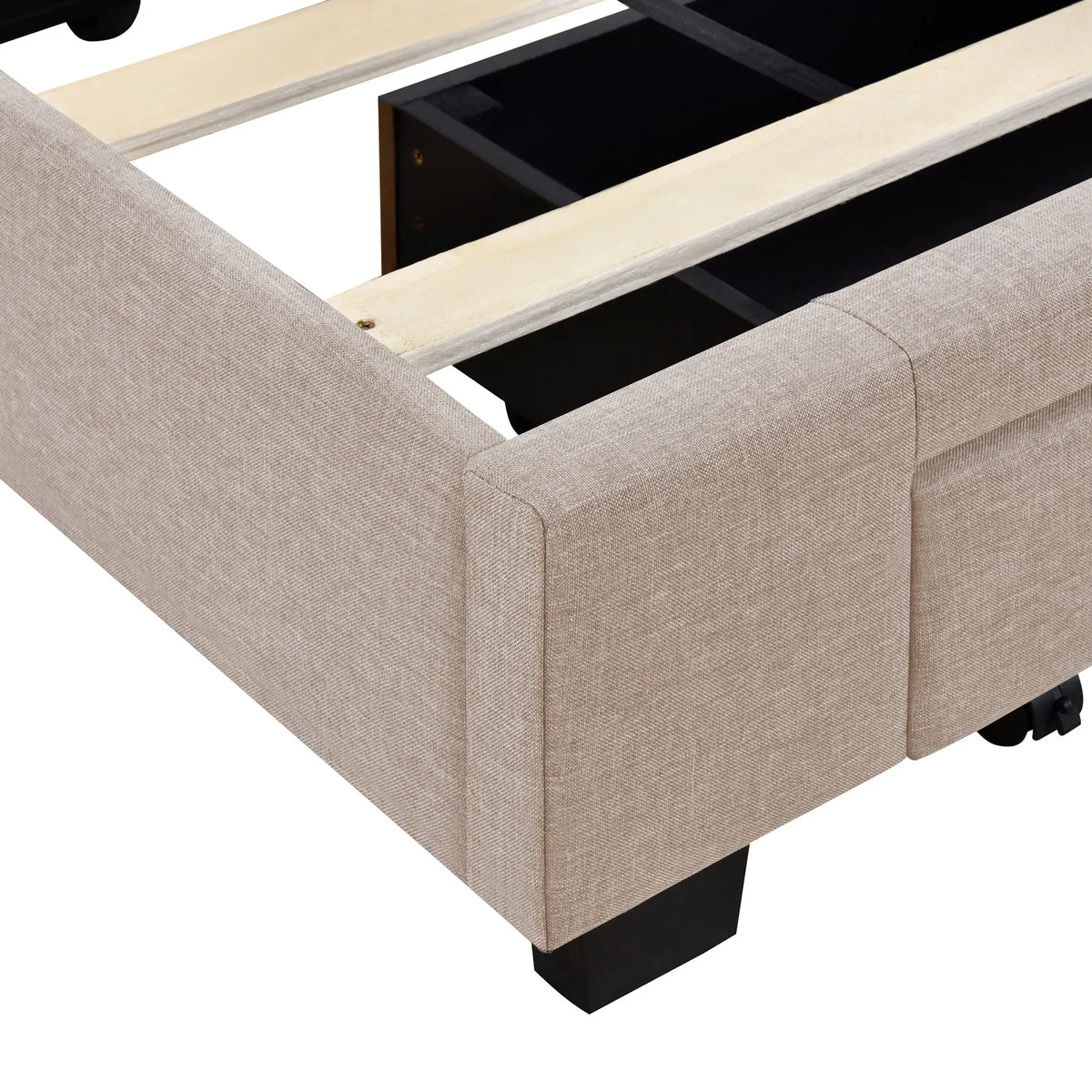 2026 NewSesslife Queen Bed Frame with Storage, New Upgraded Linen Upholstered Platform Bed with 3 Drawers, Queen Size Storage Bed with Headboard and Wooden Slats, No Box Spring Needed, Holds 500lbs, Beige